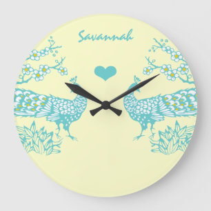 Reloj de pared personalizado del pavo real acuátic