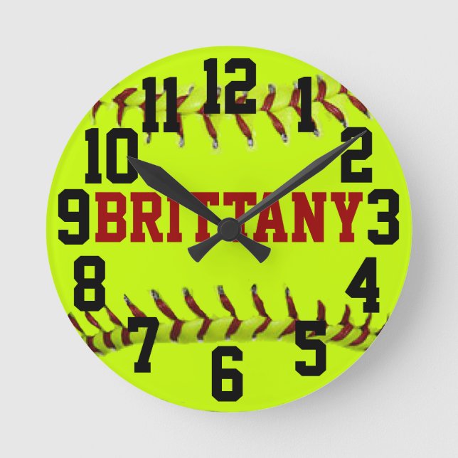 Reloj de pared personalizado del softball (Anverso)
