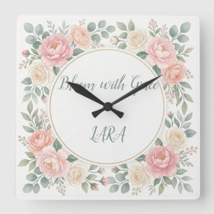 Reloj de pared personalizado floral Acuarela Flor