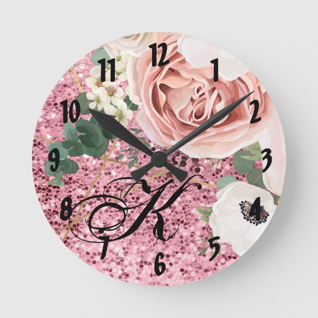 Reloj de pared personalizado Glit subió jardín (Anverso)