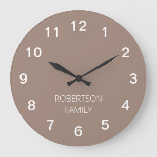 Reloj de pared personalizado minimalista taupe