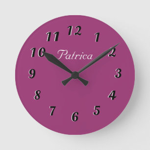 Reloj de pared personalizado morado y blanco