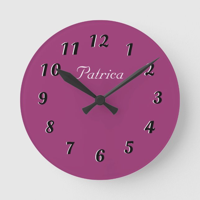 Reloj de pared personalizado morado y blanco (Anverso)