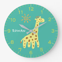Reloj de pared personalizado para niños Jirafa y S