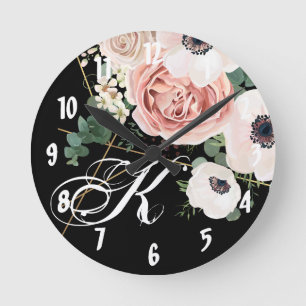 Reloj de pared personalizado Rosa de jardín geomét