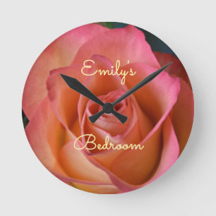 Reloj de pared personalizado rosa rosa rosa de la