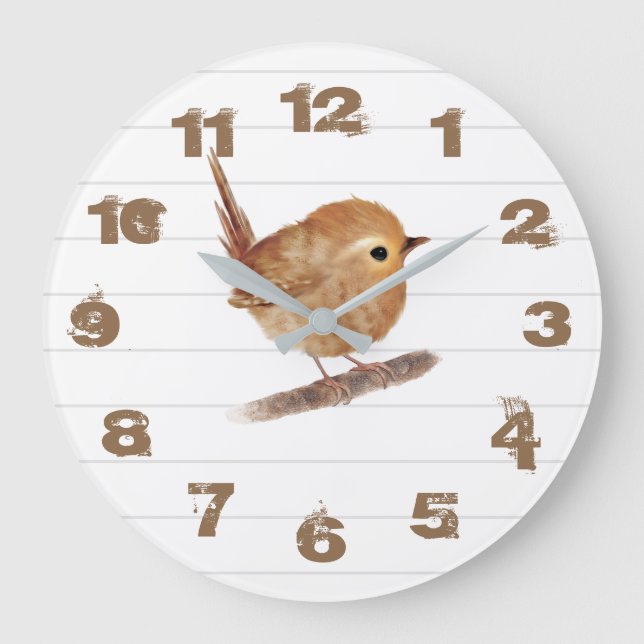 Reloj de pared personalizado ruso Wren Bird (Anverso)