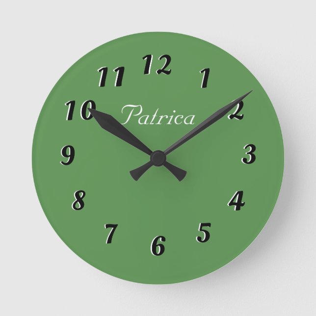 Reloj de pared personalizado verde y blanco (Anverso)