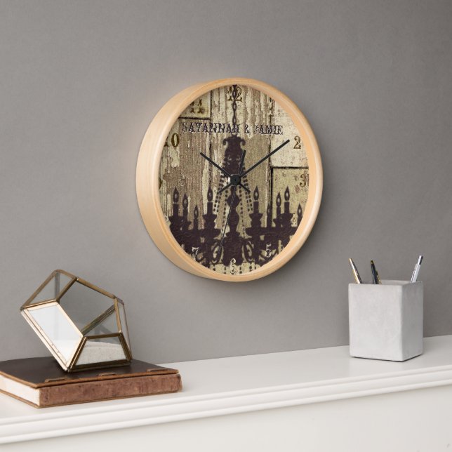 Reloj De Pared Personalizado viejo estilo rústico de madera luce  (Oficina)