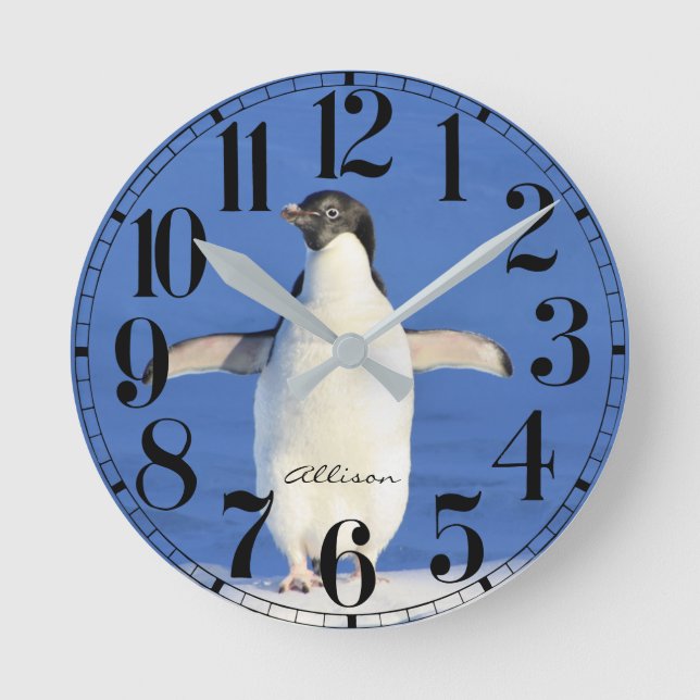 Reloj de pared pingüino personalizado (Anverso)