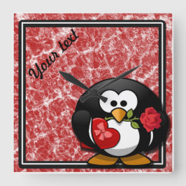 Reloj de pared pingüino personalizado de San Valen