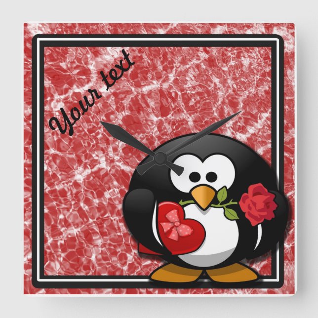 Reloj de pared pingüino personalizado de San Valen (Anverso)