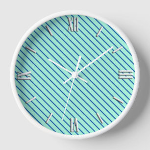 Reloj De Pared Pinstripes diagonales - agua y marina