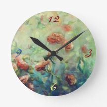 Reloj de pared pintado de los rosas