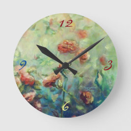 Reloj de pared pintado de los rosas