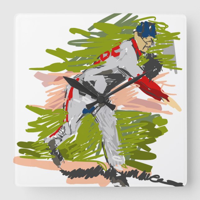 Reloj de Pared Pitcher Lanzando la Pelota (Anverso)