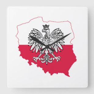 Reloj de pared polaco de la bandera del mapa