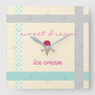 Reloj de pared poner crema del helado de los