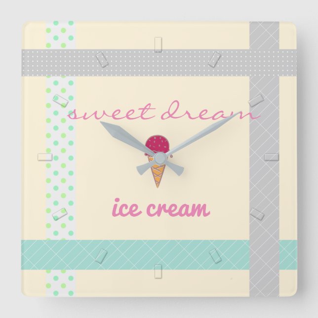 Reloj de pared poner crema del helado de los (Anverso)