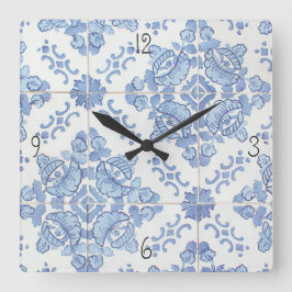Reloj de pared portugués del cuadrado de la teja