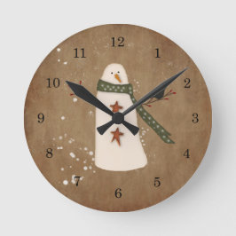 Reloj de pared primitivo de Snowman