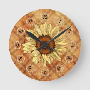 Reloj de pared primitivo del girasol