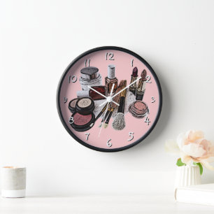 Reloj De Pared Productos de maquillaje del salón de belleza del