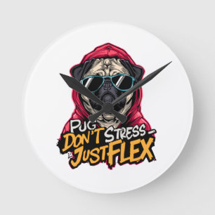 Reloj de pared Pug con grafitis – “Pug no te estre