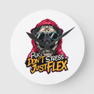 Reloj de pared Pug con grafitis – “Pug no te estre