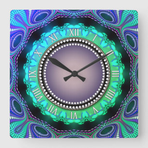 Reloj de pared púrpura del tiempo del verde