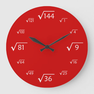 Reloj de pared raíz cuadrado (rojo/blanco)