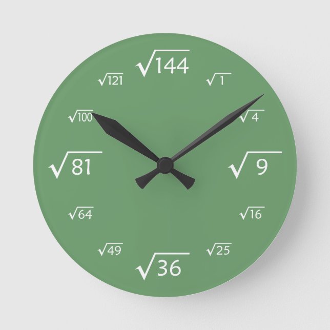 Reloj de pared raíz cuadrado (verde/blanco) (Anverso)