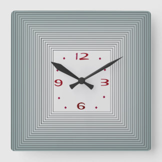 Reloj de pared > rayado gris con números rojos