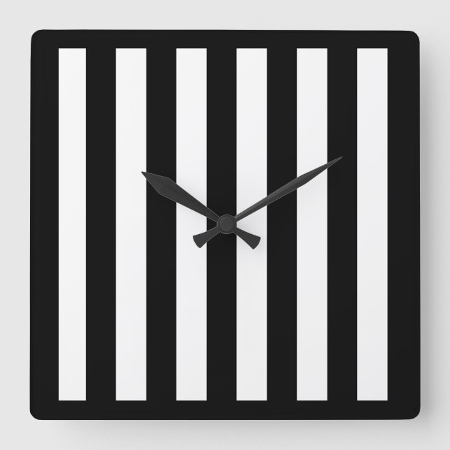 Reloj de pared rayado negro y blanco (Anverso)