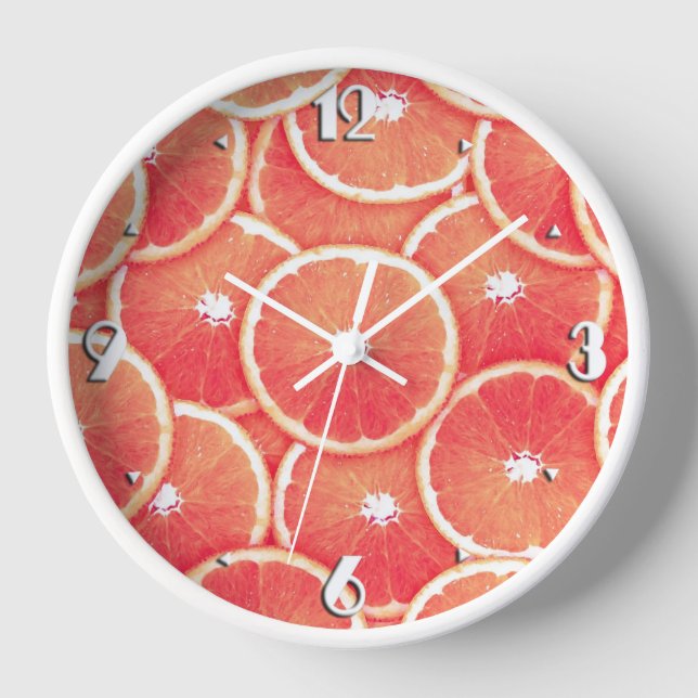 Reloj De Pared Rebanadas del pomelo rosado (Anverso)