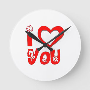 Reloj de pared Red I Love You Round
