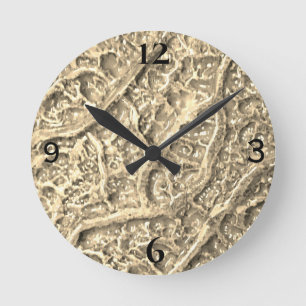 Reloj de pared redonda con impresión de textura or