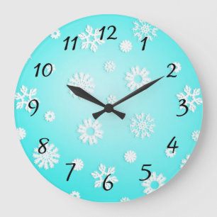 Reloj de pared redonda con patrón de copo de nieve