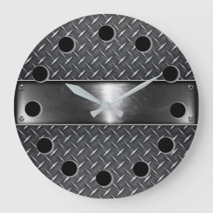 Reloj de pared redonda de acero plateado