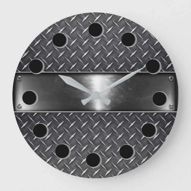 Reloj de pared redonda de acero plateado (Anverso)