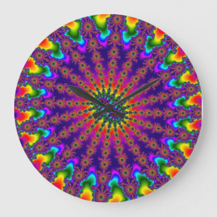 Reloj de pared redonda de arcoiris fractal persona