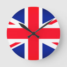 Reloj de pared redonda de bandera de la unión