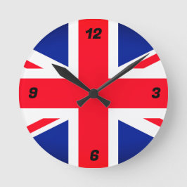 Reloj de pared redonda de bandera de la unión