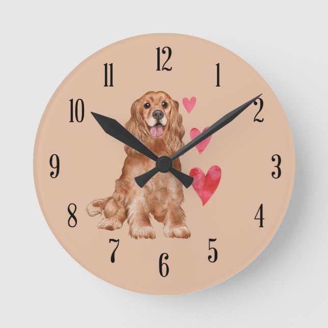 Reloj de pared redonda de Cocker Spaniel (Anverso)