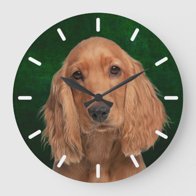 Reloj de pared redonda de Cocker Spaniel (Anverso)