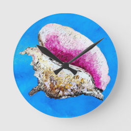 Reloj de pared redonda de concha