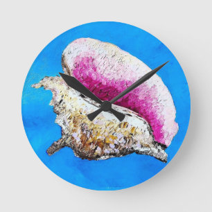 Reloj de pared redonda de concha