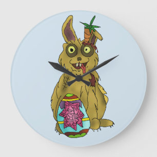 Reloj de pared redonda de conejo de resurrección