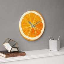 Reloj de pared redonda de corte de Naranja de cítr