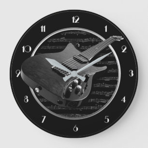 Reloj de pared redonda de guitarra eléctrica en b